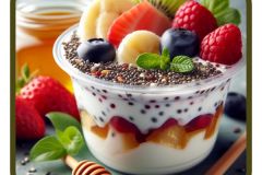 jogurt z owocami, chia i miodem